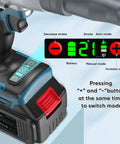 Heavy Duty Cordless Electric Rivet Nut Gun Kit For Installing Pop Rivets And Hex Insert Nuts features digital display and battery indicators.
