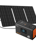 Slick Portable Power Station Delivering 135W Steady And 270W Peak Surge with foldable 30W solar panel, compact design.