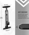 High Pressure Bike Floor Pump 160 PSI With Dual Presta And Schrader Valves, anti-skid base with friction design
