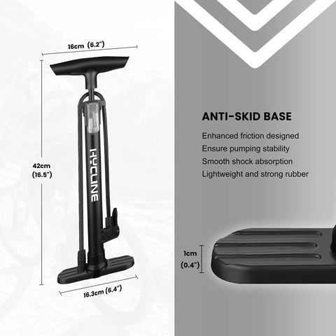 High Pressure Bike Floor Pump 160 PSI With Dual Presta And Schrader Valves, anti-skid base with friction design