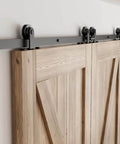 9Ft Sliding Barn Door Hardware Kit With Heavy Duty T Shaped Track In Black For Double Doors Space Saving Indoor Outdoor DIY Door System Includes Mounting Hardware And Rails For Easy Assembly