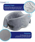 Nest Neck Support Pillow For Travel Memory Foam Travel Pillow For Long Flights Compact Washable Gray Ergonomic Design