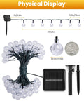 Outdoor 60 LED Globe String Lights Solar Powered 36 Ft with 8 Lighting Modes Waterproof kit components diagram