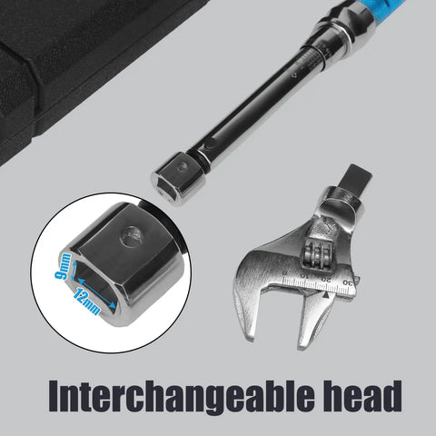 Adjustable Torque Wrench 5 To 30 Nm With 30mm Open End And Click Stop Changeable Head For HVAC Mini Split And Refrigeration Systems Pro Grade Precision Tool featured with interchangeable head system