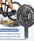 Square Taper Bicycle Crankset 42-34-24T For 3x6/7/8 Speed Mountain Bikes with 170mm Arm Aluminum Alloy, precise shifting details