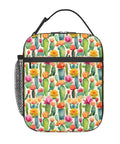 Desert Cactus Floral Insulated Lunch Tote for Office, Picnic and Camping with cactus print, nylon, insulated, foldable, 10x4x8.5in