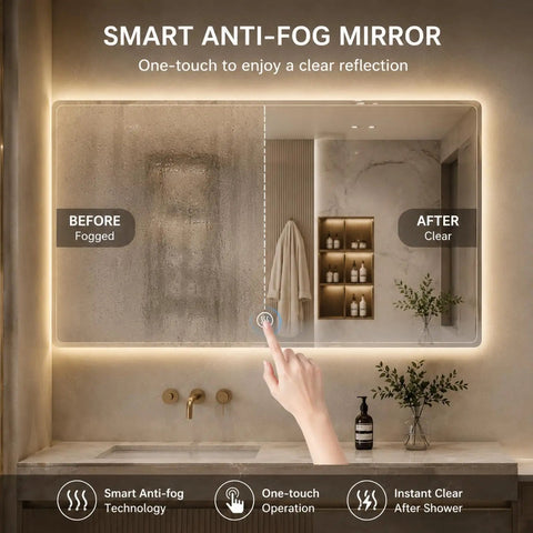 Slick And Fly Wall Mounted Bathroom Vanity With Undermount Sink And Integrated Makeup Station Featuring Heavy Duty Solid Wood Drawers For Game Changing Modern Home Upgrades with smart anti-fog mirror, before and after clarity.