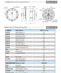 MG6012E-i8B planetary gearbox with dual encoder and brake; front, side, rear dimensional drawings