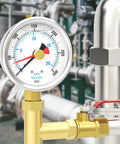 Liquid Filled Pressure Gauge 0-300 PSI, 2.5 Inch Dial, Stainless Steel, Reset Pointer, One Quarter Inch NPT Lower Mount on pipe
