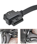 Right Angle OBD II OBD2 16 Pin Splitter Extension Cable 1 Male To 2 Female, Ultra Flat Low Profile OBD2 Extender Cord under dash