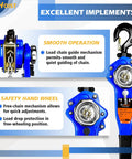 Heavy Duty Lever Chain Hoist With 1650 Lbs Capacity 5 Ft Manual Ratchet Chain Puller With Bolt On Swivel Hooks featured parts