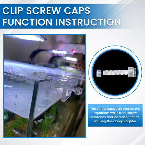 Heavy Duty Transparent Aquarium Lid Clips For Fish Tank Hood Support Tough As Nails Grip For Rimless Or Rim Tanks Durable Acrylic Cover Holder in use with screw caps.