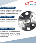 Rear Wheel Bearing And Hub Assembly For Honda Civic 2001-2005 And Acura EL 2001-2005 4 Lug With ABS Plug And Play Ready Replacement