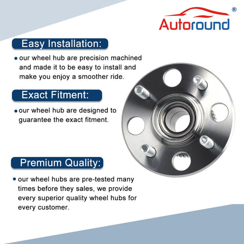 Rear Wheel Bearing And Hub Assembly For Honda Civic 2001-2005 And Acura EL 2001-2005 4 Lug With ABS Plug And Play Ready Replacement