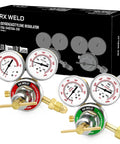 Pro Grade Oxygen And Acetylene Regulator Set For V Style Welding Torch CGA540 CGA510 Twin Hose Fittings Dual Dial Gauges 0-4000 Psi