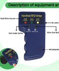 125kHz RFID Copier and Writer for T5577 EM4305 Handy Duplicator, showing buttons and functions.