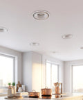 OUNONA Recessed Lighting Trims: Spotlight Downlight Holder, MR16/GU10 Retrofit Eyeball Light Fixtures in modern white ceiling.