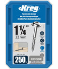 Zinc Pocket Hole Screws 1-1/4 Inch Fine Thread Maxi-Loc Head 250 Count For Woodshop Pros Cabinetry And Furniture Assembly