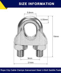 100 Pcs M3 Wire Rope Clip Clamps One Eighth Inch Galvanized U Bolt Saddle Fasteners with size measurements