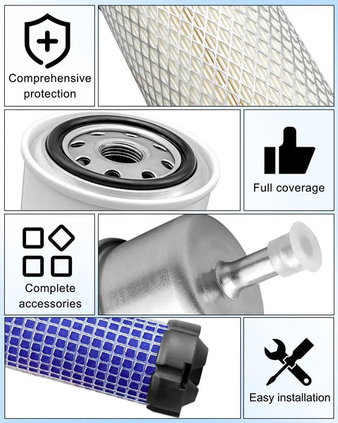 Kubota BX Series Tractor Filter Kit image showing comprehensive protection, full coverage, complete accessories, and easy installation.