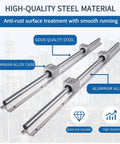 SBR16 Linear Rail Kit Including Two 400 Mm Shafts And Four Precision Carriage Bearing Blocks with aluminum alloy case and steel material.