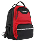 Heavy Duty Tool Backpack With 41 Pockets And Padded Laptop Sleeve For Contractors And Pros On The Go Ultra Organized Electricians Plumbers HVAC Techs Built Tough With Comfort Straps And Reflective Belt For Safe Jobsite Transport, side view
