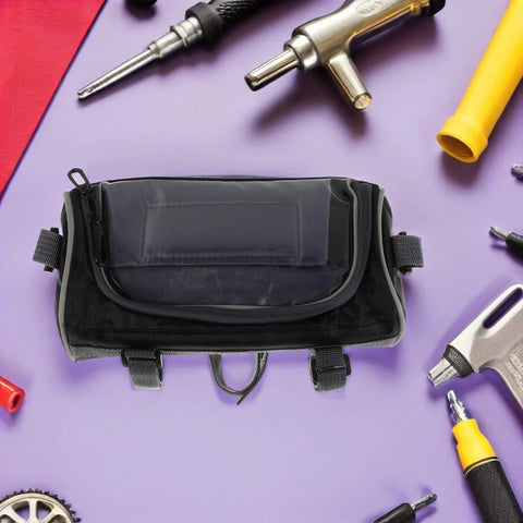 Ultimate Oxford Waterproof Bike Front Handlebar Bag For Cycling Adventures, 900D Cloth Organizer With Easy Mounting, Perfect Storage Solution For Mountain Biking And E-Bike Rides On Any Road Trip black handlebar bag