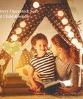 Cozy Star Shaped Table Lamp Cordless Battery Powered Night Light With Winding Cotton Thread And Warm LED in child-friendly room.