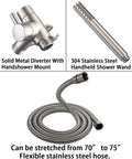 All Metal Dual Shower Head Combo With 8 Inch Rainfall Head Handheld Spray Wand Three Way Diverter Adjustable Extension Arm And 71 Inch Hose In Brushed Nickel Built To Last featuring metal diverter, stainless handheld wand, flexible hose
