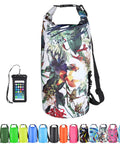 Built Tough Waterproof Dry Bag Backpack 5L To 40L With Floating Phone Pouch, Heavy Duty 500D PVC Tarpaulin; floral design and multiple colors