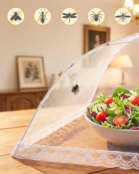 Outdoor Food Cover Set With Two Extra Large 40 By 25 Inch And Six Large 17 By 17 Inch Pop Up Mesh Food Tents covering salad