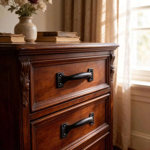 2 Pack Durable Door Pulls in Vintage Style Metal Gate Handles for Cabinets Drawers Dressers Cupboards and Closets