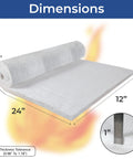 Ceramic fiber insulation blanket, 1 inch thick, 12 by 24 inches, white sheet for high-temperature fireplaces, furnaces, kilns.