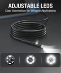 5mm Dual Lens Endoscope With Light For Auto Repair And Home Diagnostics, 5ft borescope camera coiled with adjustable LED illumination