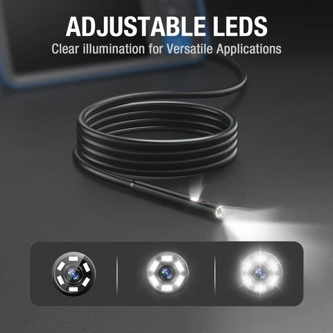 5mm Dual Lens Endoscope With Light For Auto Repair And Home Diagnostics, 5ft borescope camera coiled with adjustable LED illumination