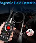 Hidden Camera Detector And Bug Detector With Magnetic Tracker in a car for privacy and security