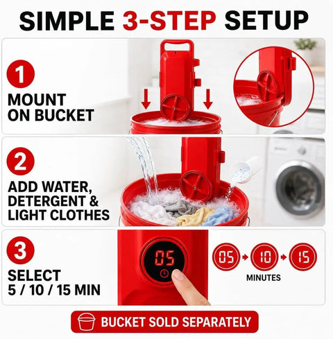 Simple 3-step setup guide for Totally Legit Portable Bucket Washer With Built In Timer And Dual Stir Action That Cruises Through Tough Grime Super Fast Great For Cluttered Dorm Rooms And Trail Trips.