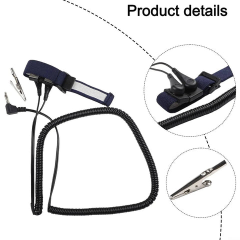 Anti Static Wrist Strap With Adjustable Grounding Cord For Sensitive Electronics Repair and ESD Discharge Protection shown
