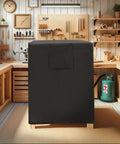 Heavy Duty Table Saw Cover Shields Your Outdoor Wood Planer From Dust Water And Paint While Keeping Your Power Tools Rock Solid For Any Badass Job Site Rig in workshop setting.