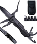 Everyday Carry Multitool For Men with folding knife, pliers, bit set, and pouch. Tactical tool set for camping and survival.