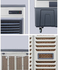 Heavy Duty Portable Evaporative Air Cooler With Three Speed Settings And Built In Water Tank For Garage Or Workshop delivering quiet operation features, showcasing controls and filters.