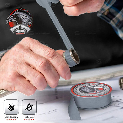 PTFE Thread Seal Tape For Plumbers Gray One Half Inch By Five Hundred Twenty Inch Pack Of Five Rolls applied on pipe thread