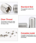 200 Piece Heavy Duty Stainless Steel Allen Head Grub Screws Set With Socket Hex Drive M3 To M8, showing close-up details and features.