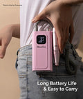 Clip On Rechargeable Nail Drill For Beginners On The Go, 30K RPM E File With LCD, Perfect For Nail Shaping, Pink shown clipped to jeans