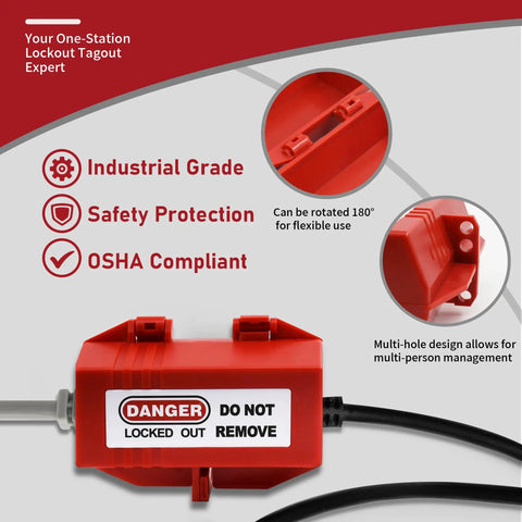 Two Electrical Plug Lock Boxes With Padlocks For Cords, Medium Size Kit, 4.7 X 2.6 X 2.6 Inches, Industrial Safety Lockout