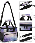 Insulated Picnic Backpack Lunch Bag For Women And Men, Big Capacity Portable Tote, Purple Gradient, with adjustable strap