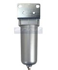 Industrial Grade High Flow In Line Air Filter And Water Trap 5 Micron Metal Bowl One Half Inch NPT Heavy Duty Unit
