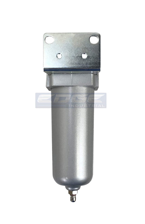 Industrial Grade High Flow In Line Air Filter And Water Trap 5 Micron Metal Bowl One Half Inch NPT Heavy Duty Unit