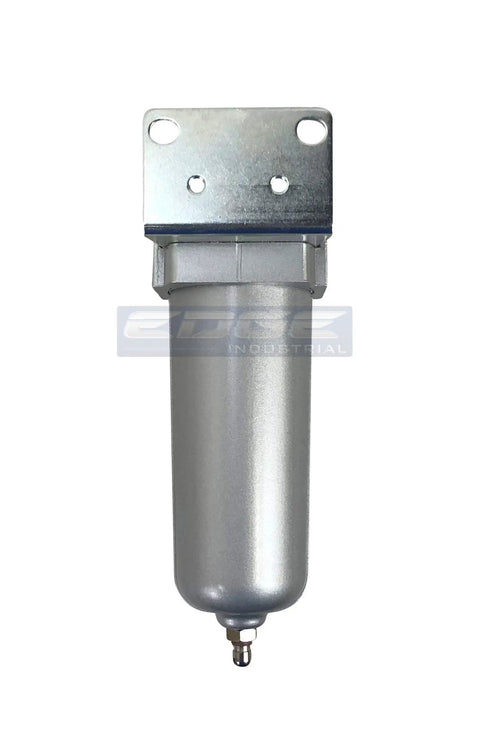 Straight Up Heavy Duty Compressed Air In Line Particulate Filter With Robust Metal Bowl Sight Glass Three Quarter Inch Npt Ports 140 Scfm Throughput 5 Micron Element Knockout Clean Air Moisture Trap