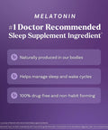 Melatonin 10 Mg Fast Dissolve Tablets Strawberry Flavor 60 Count Sleep Aid For Adults benefits description on purple background